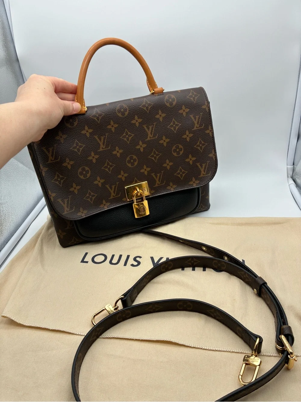 Louis Vuitton Monogram Marignan Black handbag crossbody with COA and LV dustbag